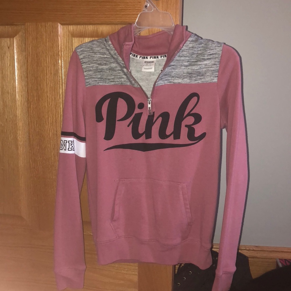 PINK VS pink quarter zip up, long sleeve top